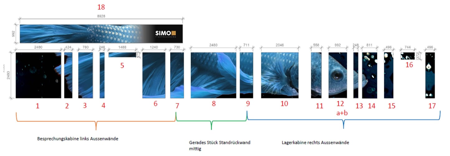 Graphic design of the exhibition stand of SIMO Fishprocessing